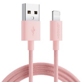 Kabel przewód w oplocie do iPhoneUSB-A - Lightning 2m pastel różowy