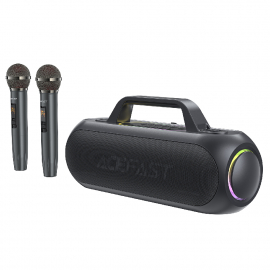 Głośnik bezprzewodowy do karaoke 200W z 2 mikrofonami USB-C czarny