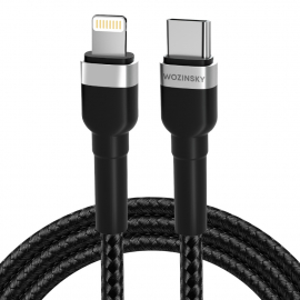 Kabel przewód do iPhone USB-C - Lightning PD 30W 1m czarny