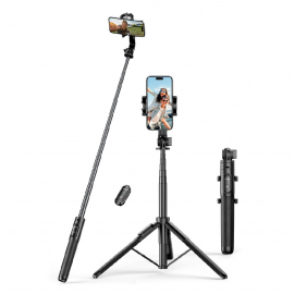 Selfie stick kijek teleskopowy do telefonu ze stojakiem i pilotem Bluetooth 1.5m czarny